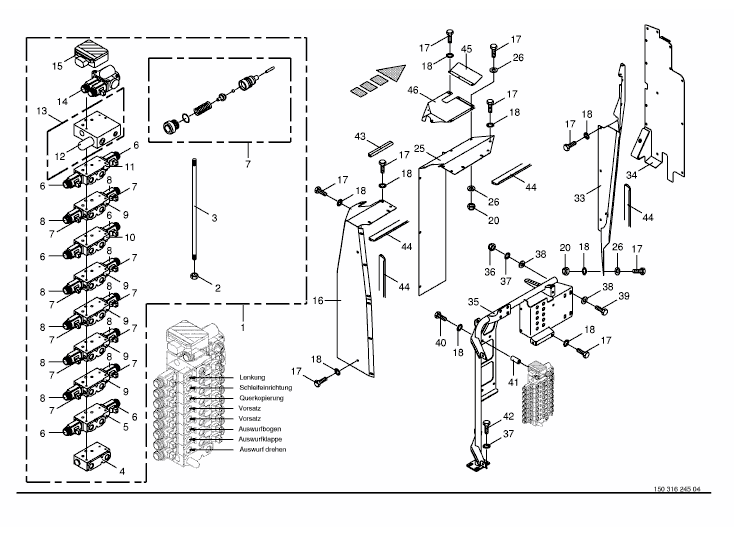 Valve block with support- work hydraulics