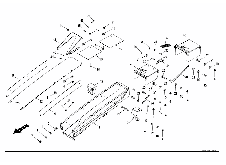 Spout end piece 8 rows