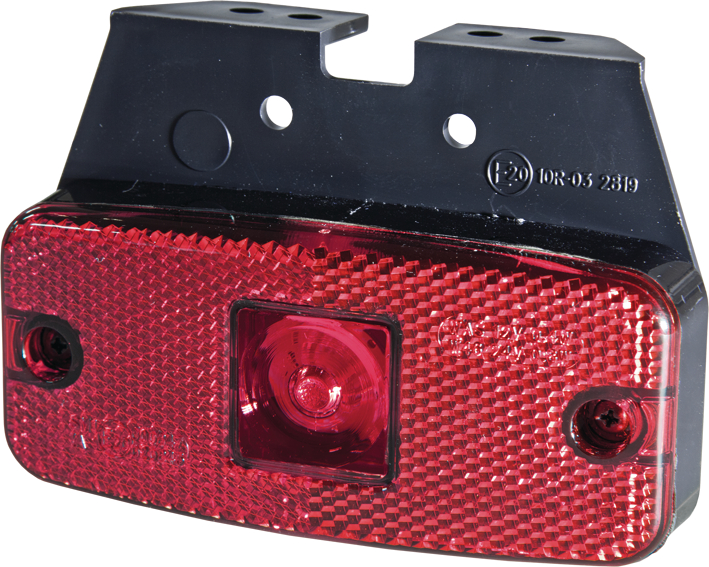 Strands positionsljus med reflex, röd LED, 12/24V, inkl vinkelfäste-image