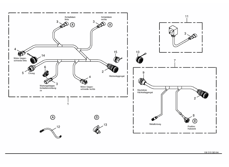 Cable harness - chopping aggregate / backlash-alarm