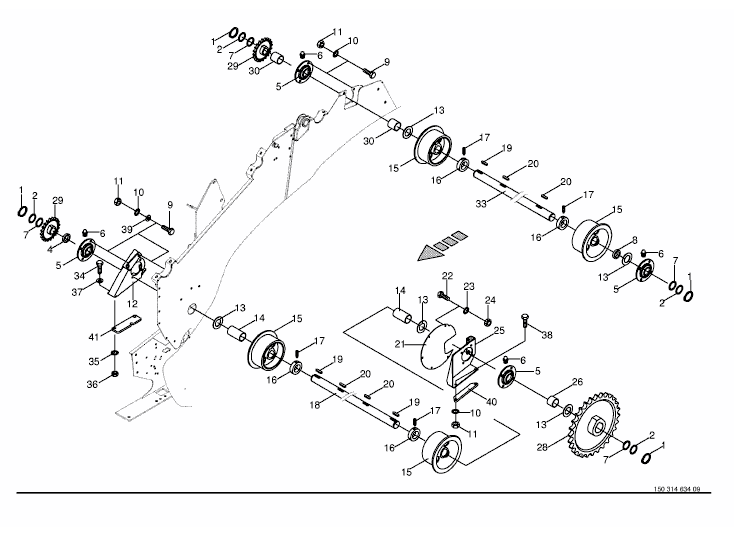 Drive shaft of bale formation conveyor