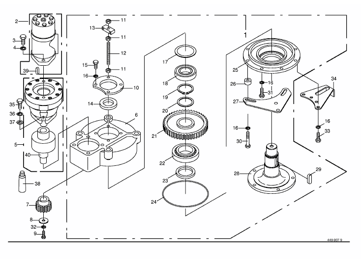 Gearbox for wrapping arm