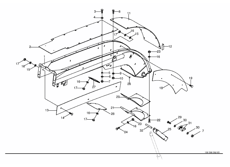 Upper discharge chute short with wear plates -optional