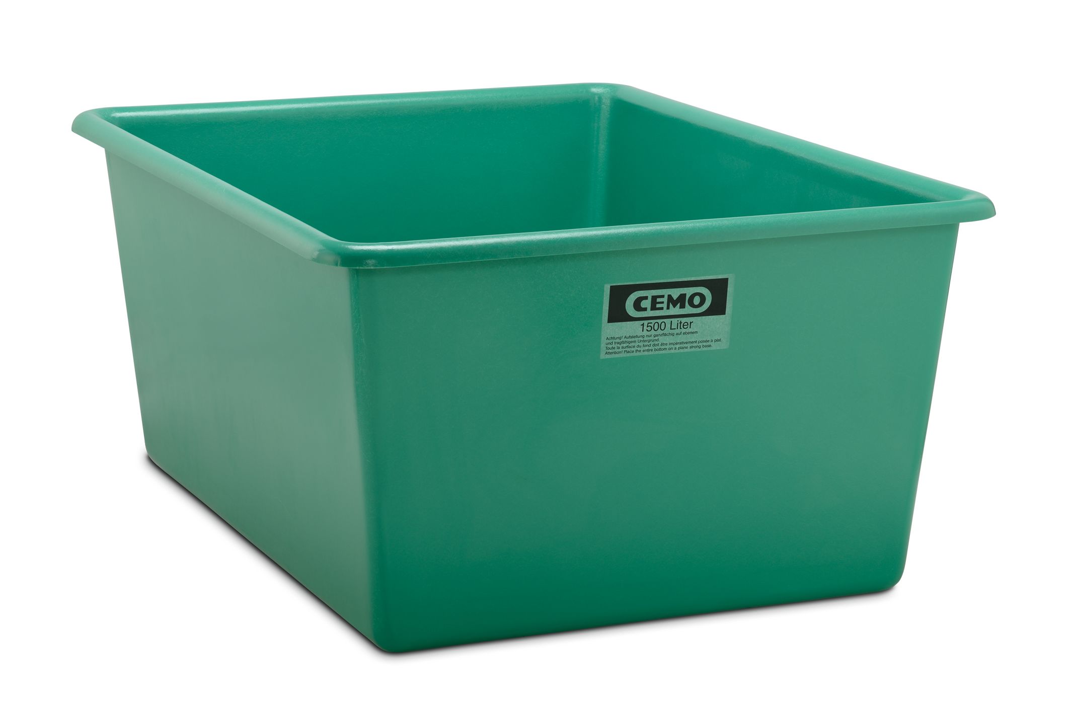 Rektangulär behållare av GRP, kort standard, grön, 1500 liter-image