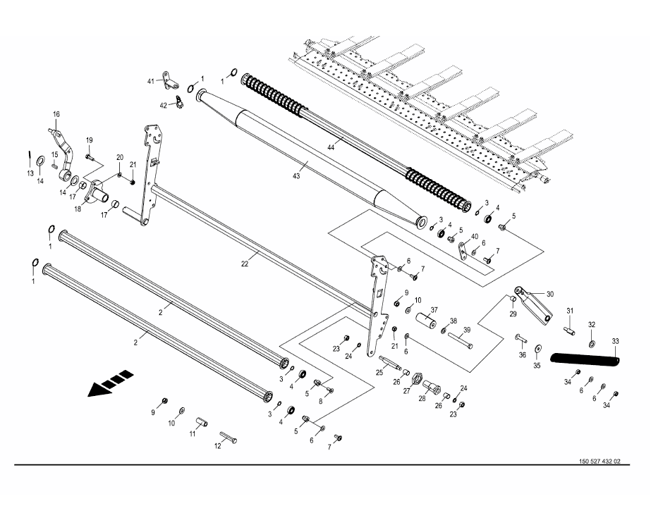 Feed rocker arm - chamber film wrapping