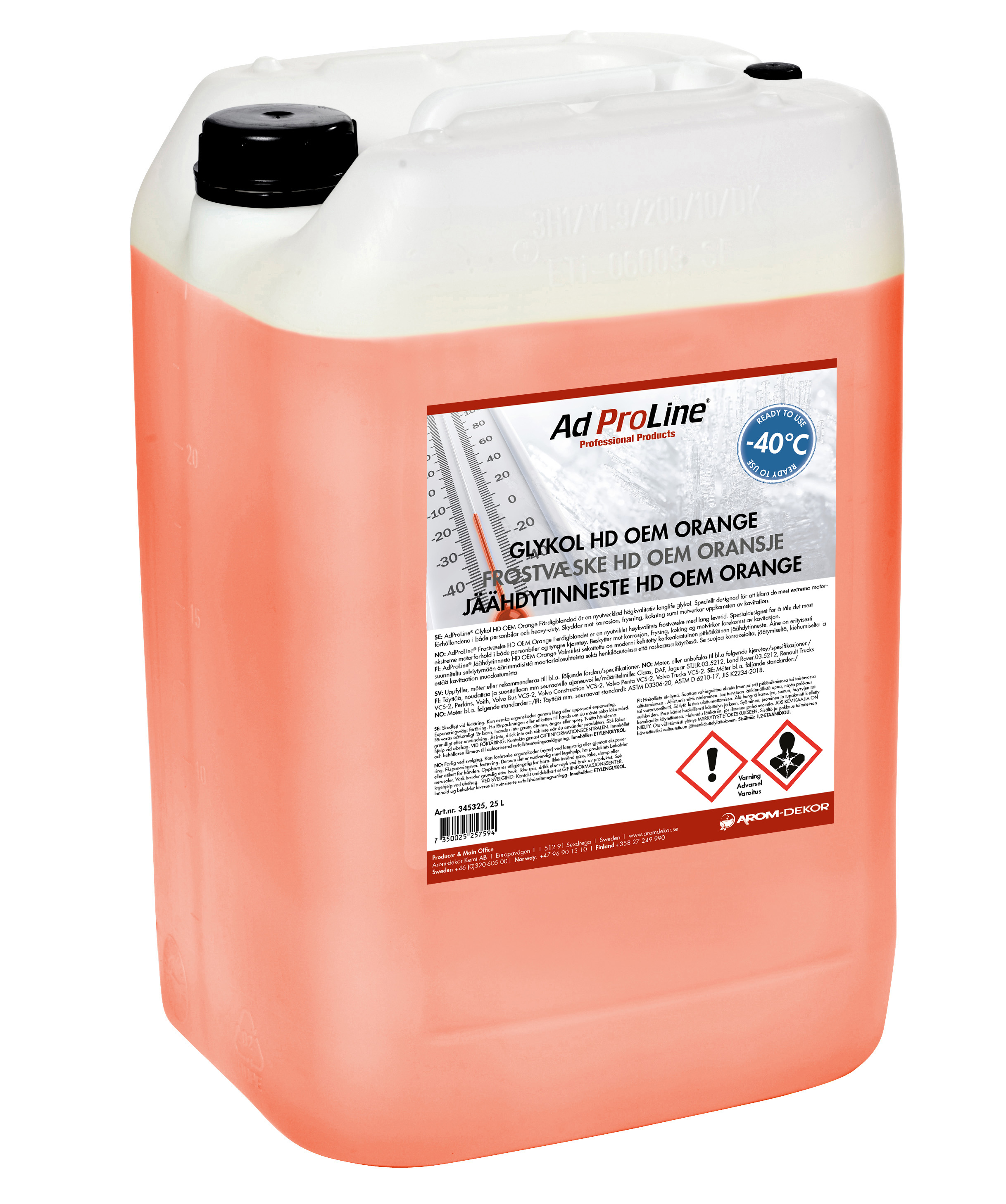 AdProLine® Glykol HD OEM Orange -40°C (färdigblandad), 25 liter dunk