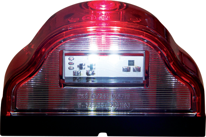 Strands nummerskyltsbelysning och positionsljus, röd LED, vit glas nedtill, 12-24V-image