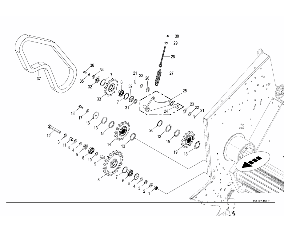 Chain drive rh side