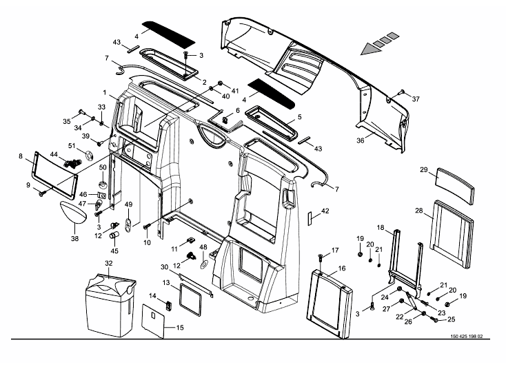 Cabin - rear covering / passenger seat