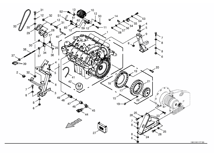 Diesel engine / Clutch / Air conditioner drive