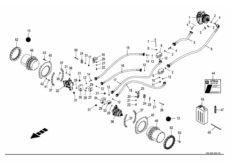 High pressure circuit - 2 wheel drive