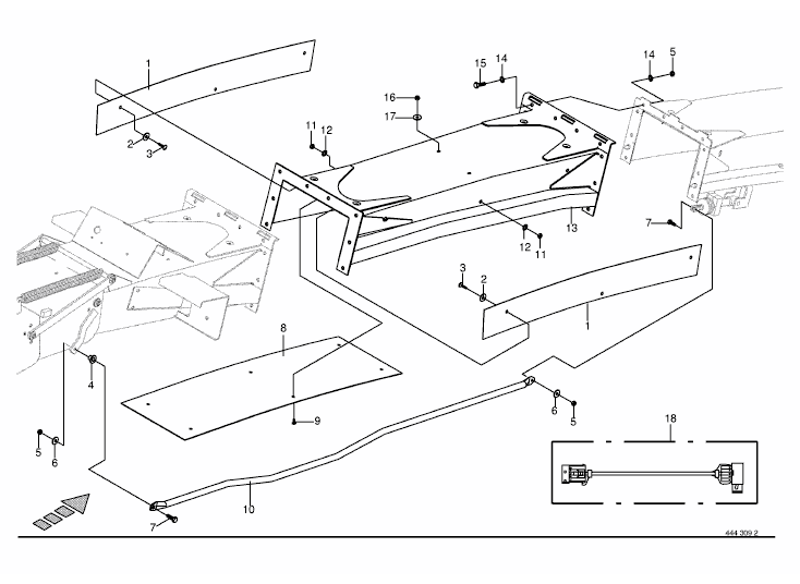 Discharge chute extension 12-row -optional