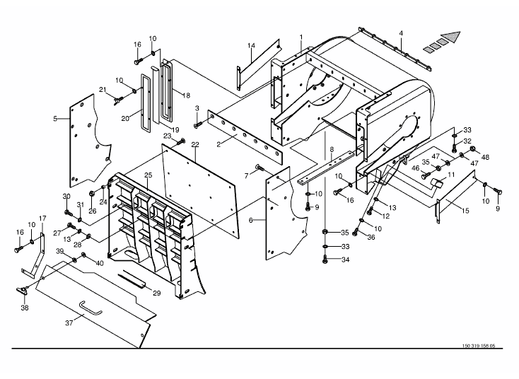 Discharge accelerator housinge -not spring-mounted