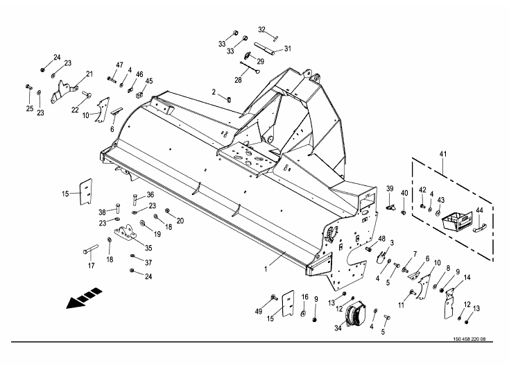 Tine conditioner housing - mounting parts