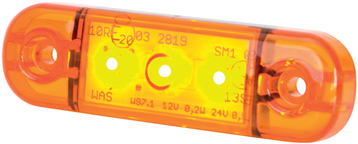 Strands sidomarkeringsljus Slim, orange 3 LED, 9-36V, E-märkt.