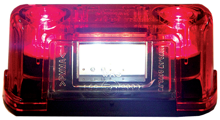 Strands nummerskyltsbelysning LED, rött glas, 12/24V DC