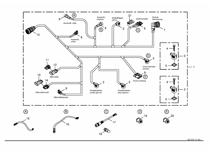 Cable harness - below the cabin