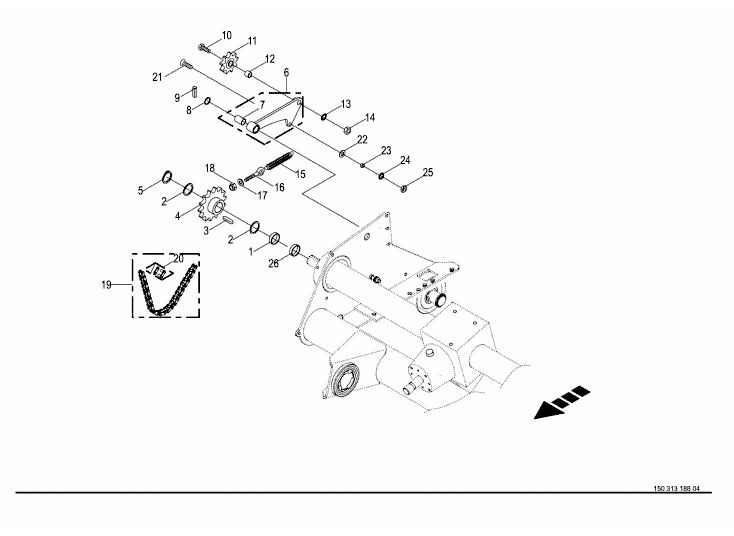 Chain drive rh side