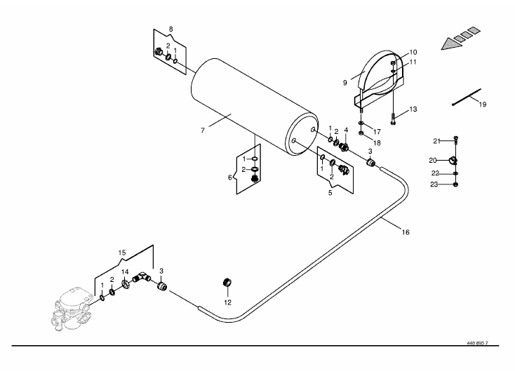 Brom brake valve to reservoir