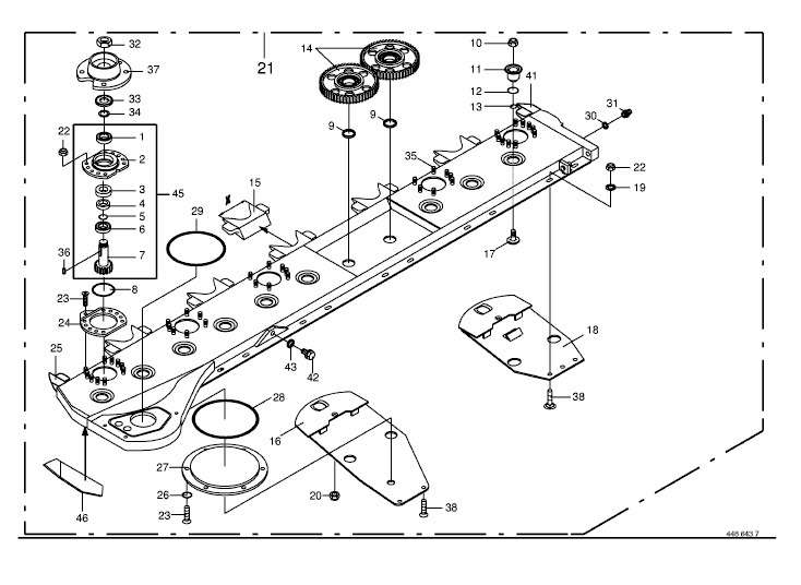 Cutter bar with bearings