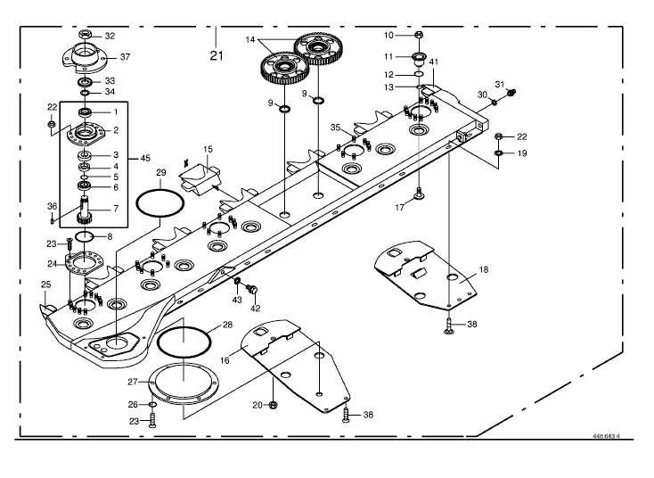 Cutter bar with bearings