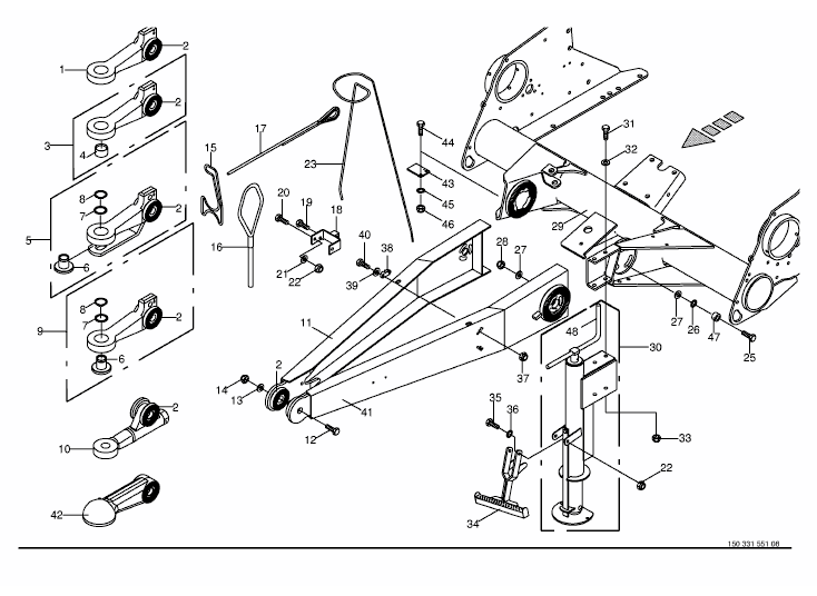 Drawbar / frame tube / jack stand