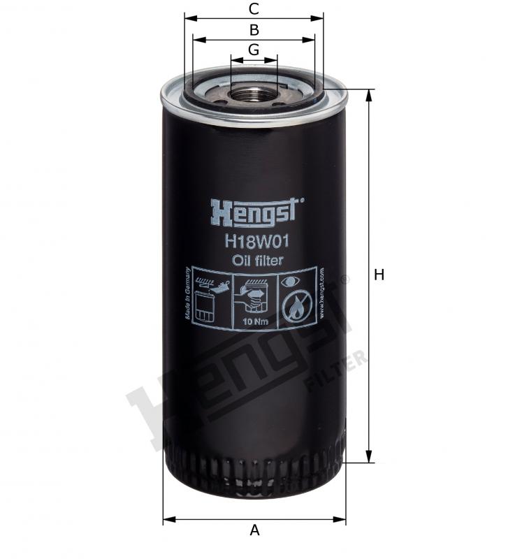 Hengst H18W01, Oljefilter