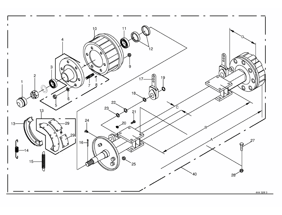 Enkel axel kpl. -BPW GS 8009