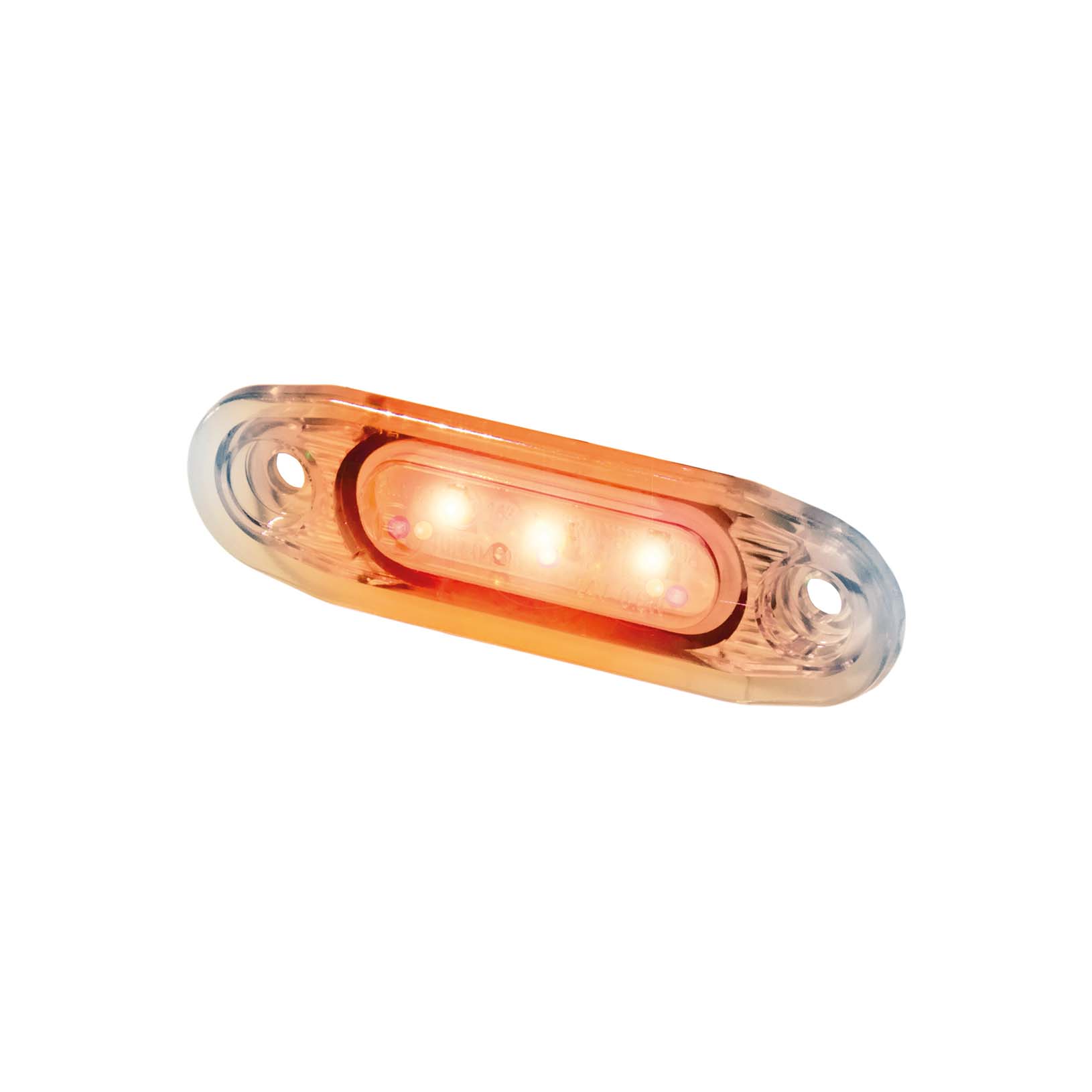 Strands sidomarkeringsljus Slim, orange LED, vitt glas,10/24V