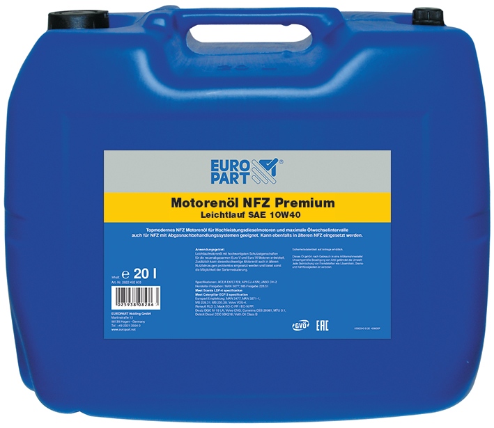 Europart Motorolja NFZ Premium, Helsyntet, 10W-40, 20 liter dunk