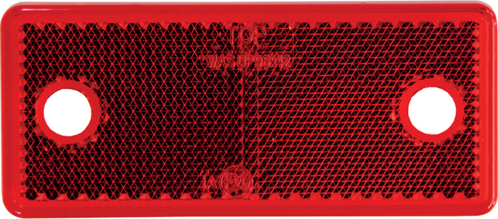 Strands rektangulär reflex, 96x42mm, röd med hål-image
