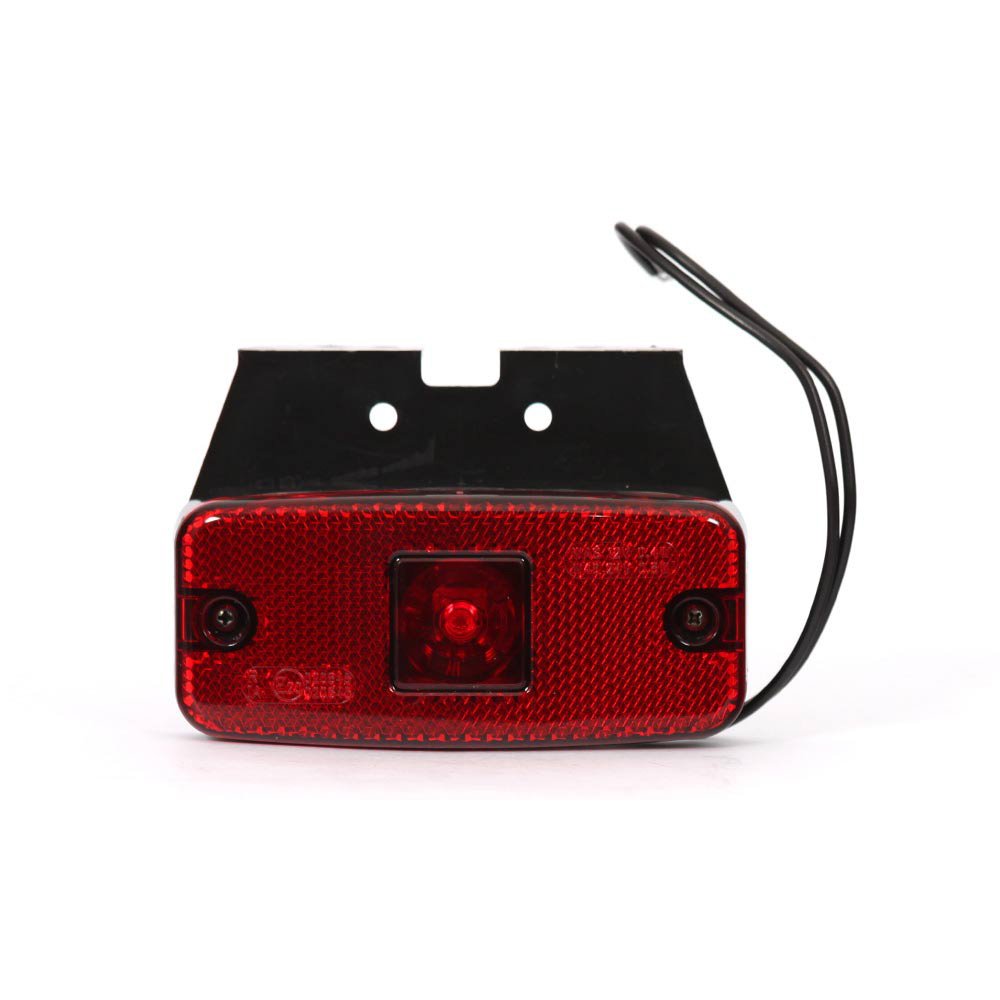 Strands positionsljus med reflex, röd LED, 12/24V, inkl vinkelfäst, 5m kabel