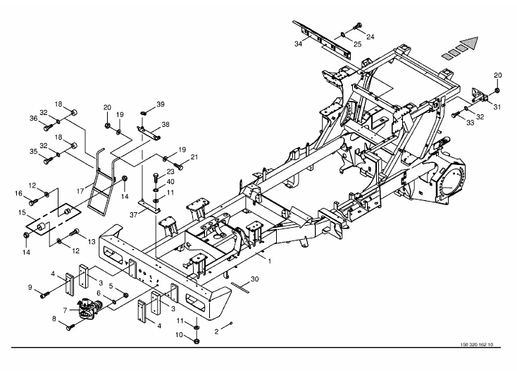 Frame / trailer hitch / ascending ladder