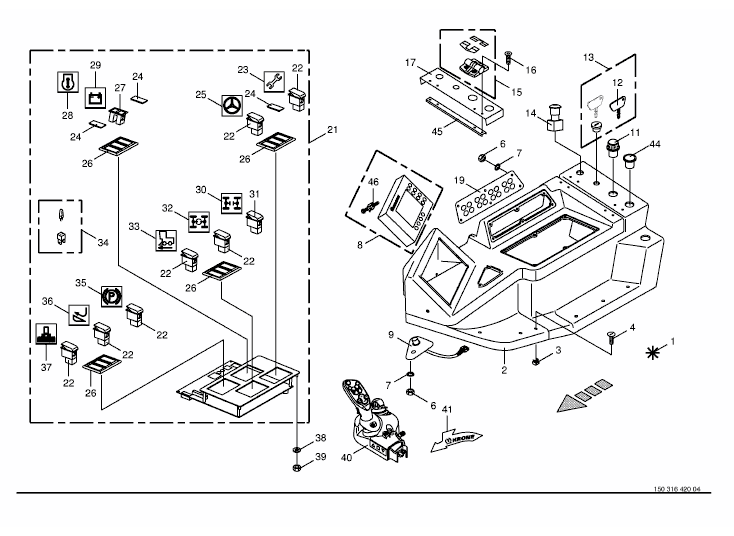 Control box mounting parts -top