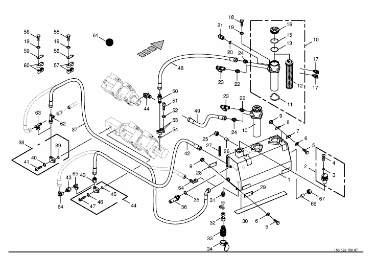 Hydraulic tank / suction lines