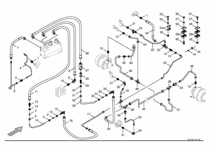 Oil leckage pipes / return lines - front