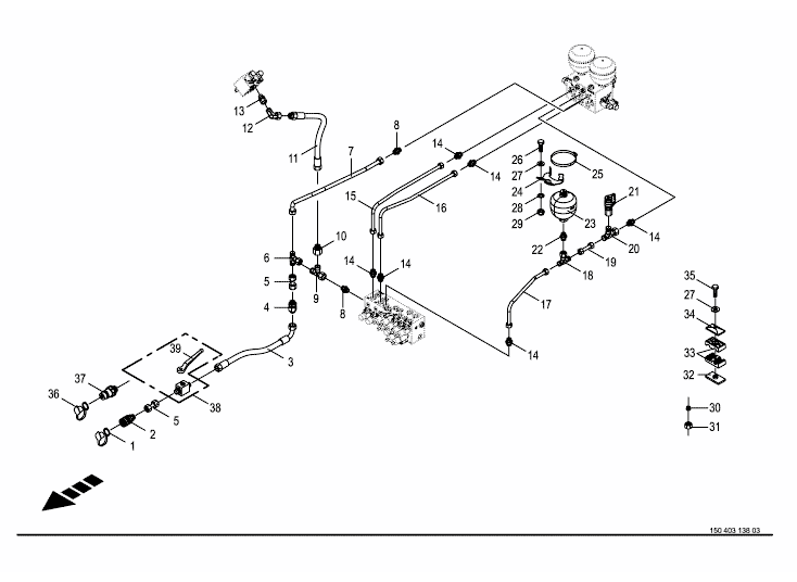 Hydraulics - return lines / mower release