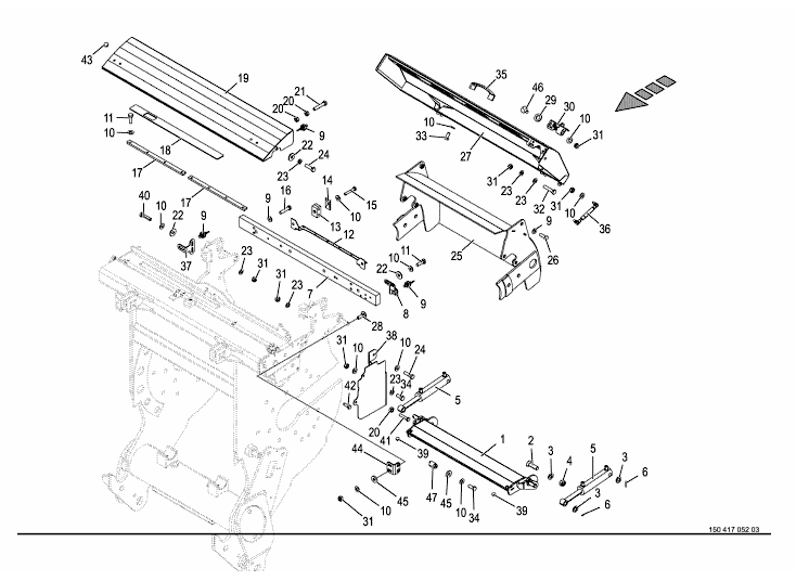 Chopping drum housing - mounting parts