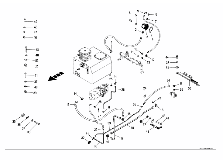 Hydraulics - pressure lines -back