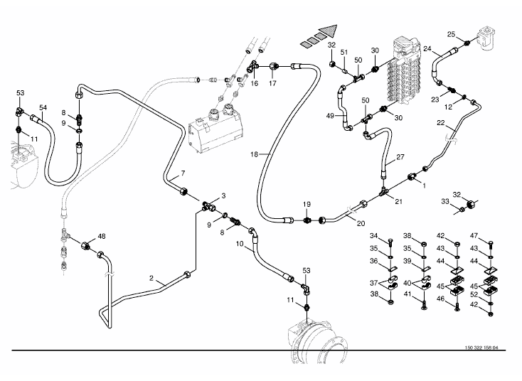 Oil leckage pipes / return lines - back