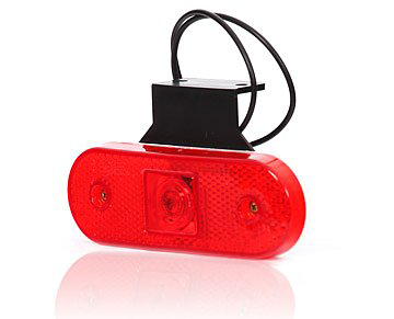 Strands positionsljus med fäste och reflex, röd, LED, 12-24V