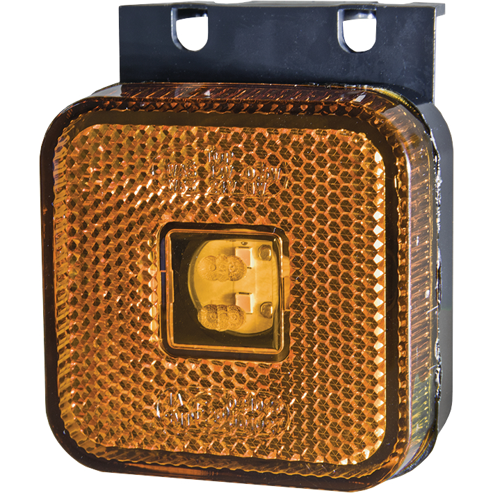 Strands sidomarkeringsljus LED, orange reflex, 12/24V, inkl vinkelfäste
