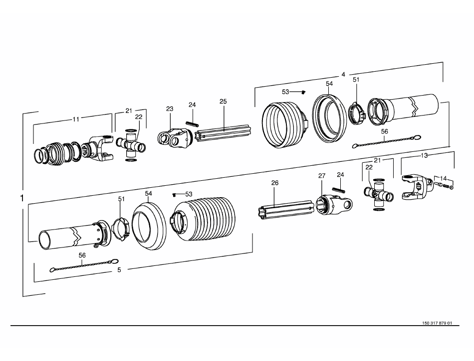 P.T.O-axlar - Drift W-2400-SD25-660