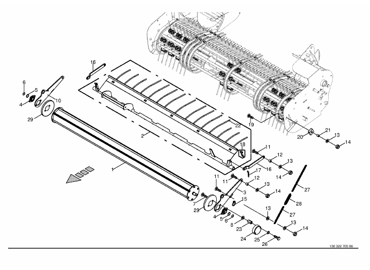 Crop press roller unit