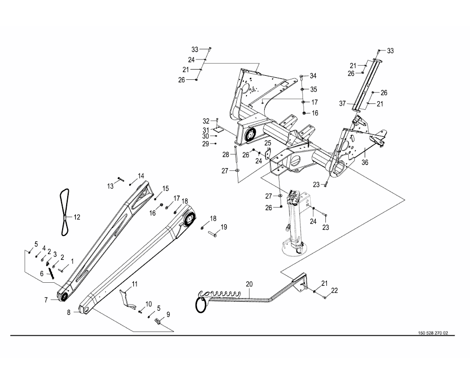 Drawbar / frame tube