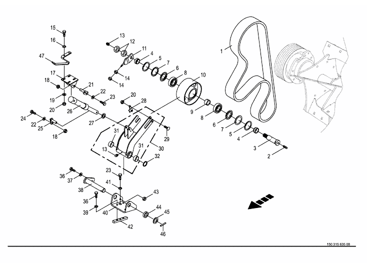 Belt drive corn conditioner / tensioning device