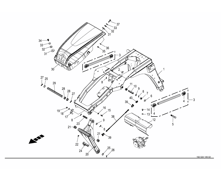 Three-point hitch - pulled *optional