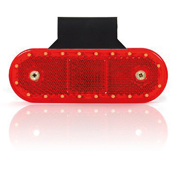 Strands positionsljus med reflex, röd LED, 12/24V, inkl vinkelfäste-image