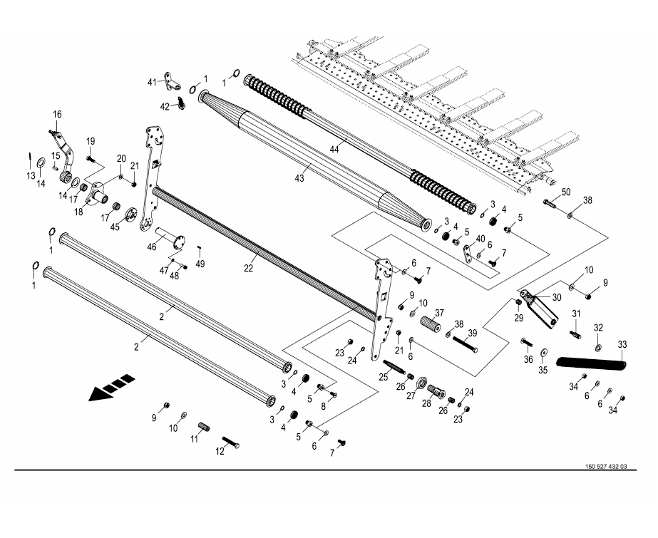 Feed rocker arm - chamber film wrapping