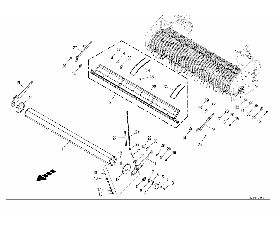 Crop press roller unit